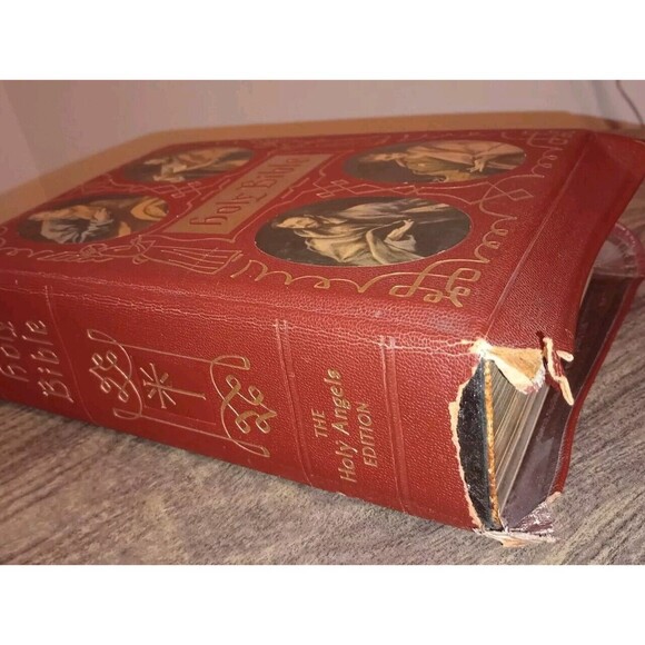 The Holy Bible Illustrated 1955 Catholic Red Christmas Gift w/Bookmark READ PLZ - Picture 8 of 16